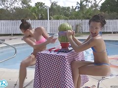 camsoda teens with big ass and big tits make a watermelon explode with rubb